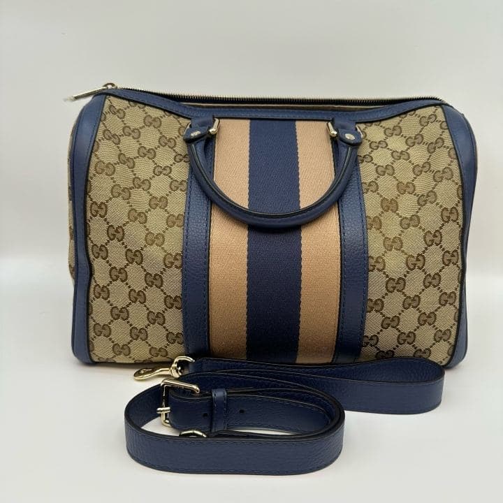 Gucci GG Canvas Boston Bag, Beige / Blue, condition grade A