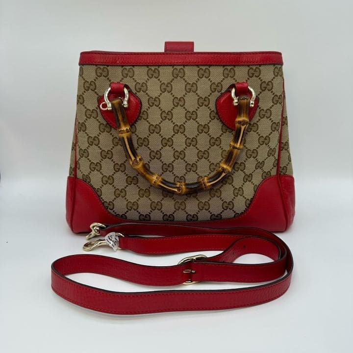 Gucci Bamboo Tote, Beige / Red, condition grade A