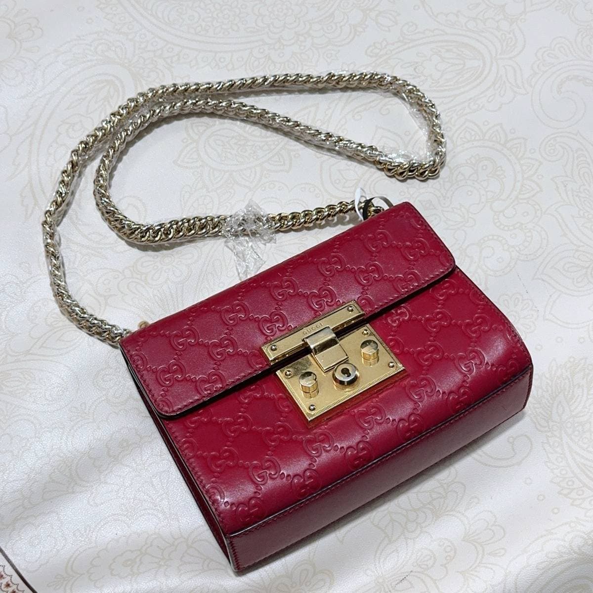 Gucci Padlock Chain Bag, Red, condition grade A
