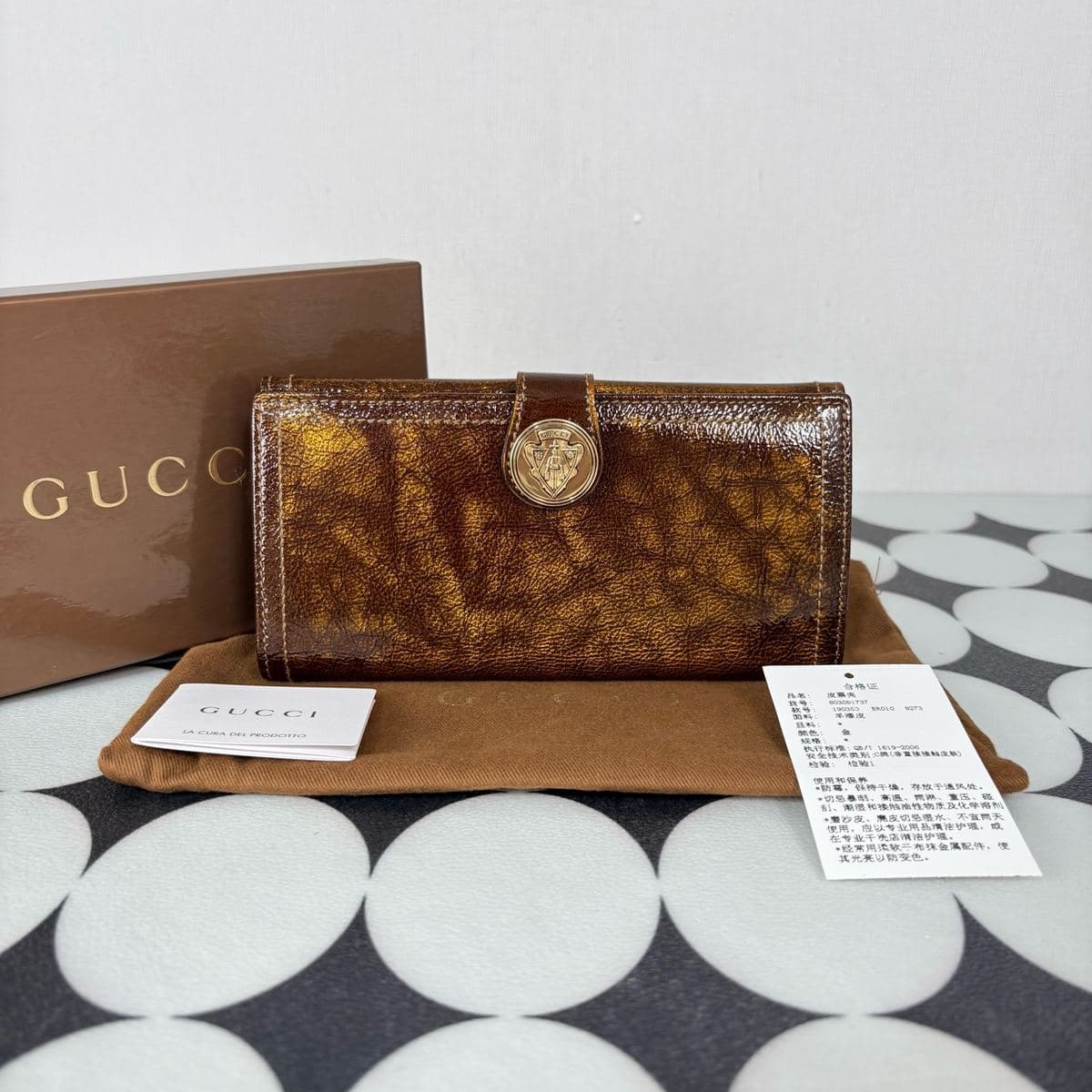 Gucci Patent Continental Wallet, , condition grade A