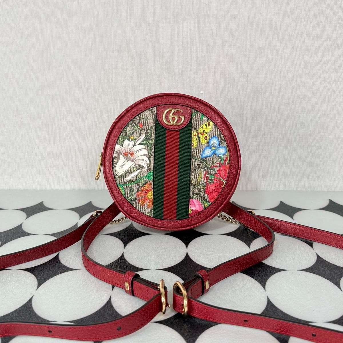 Gucci Floral Round Backpack, , condition grade A