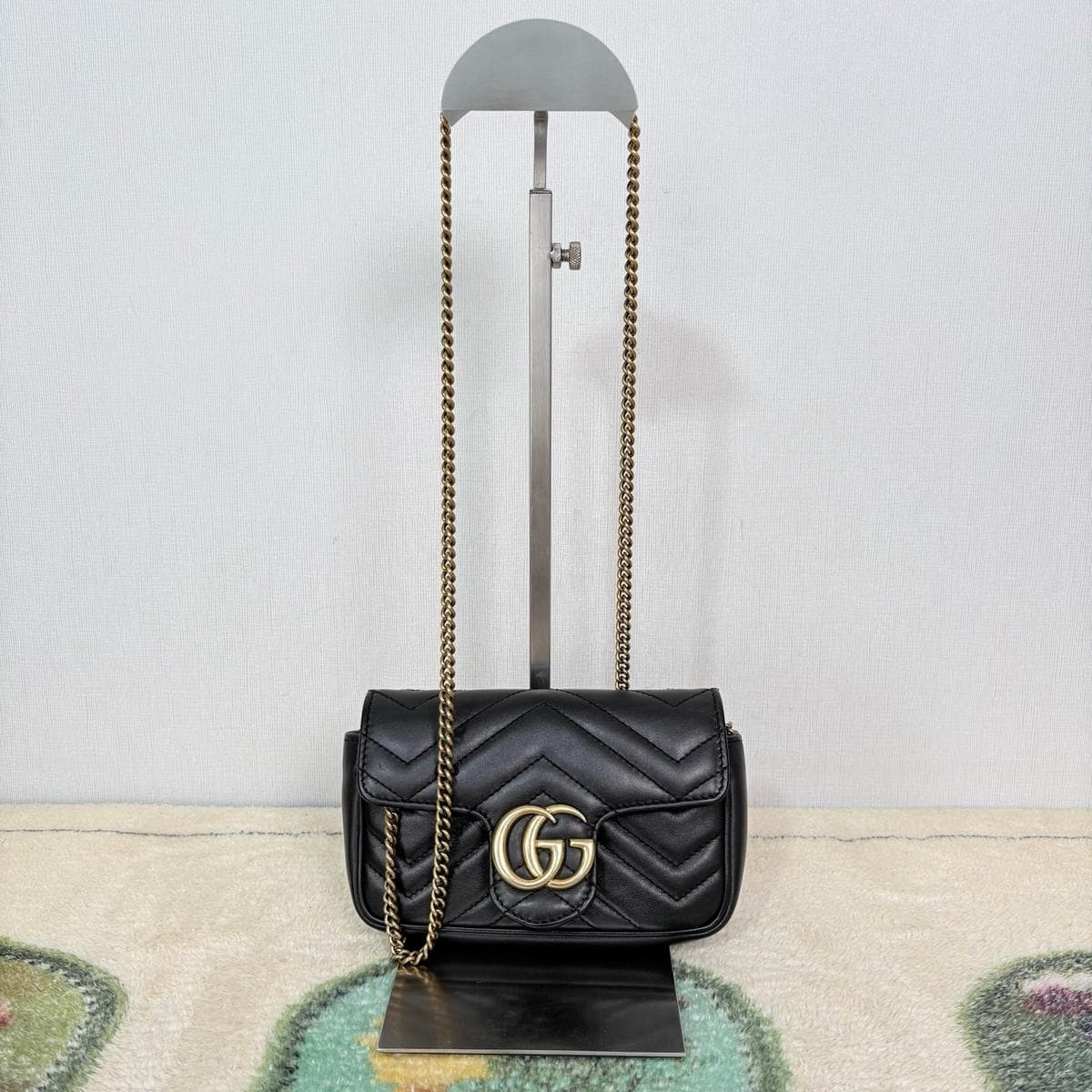 Gucci GG Marmont Mini Chain Bag, Black / gold hardware, condition grade A