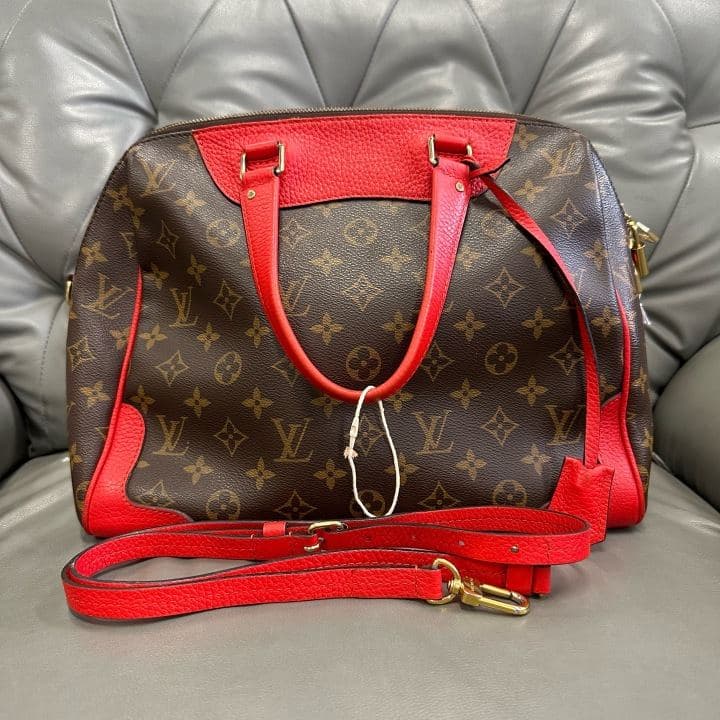 Louis Vuitton Monogram Bowling Bag, Brown / Red, condition grade A
