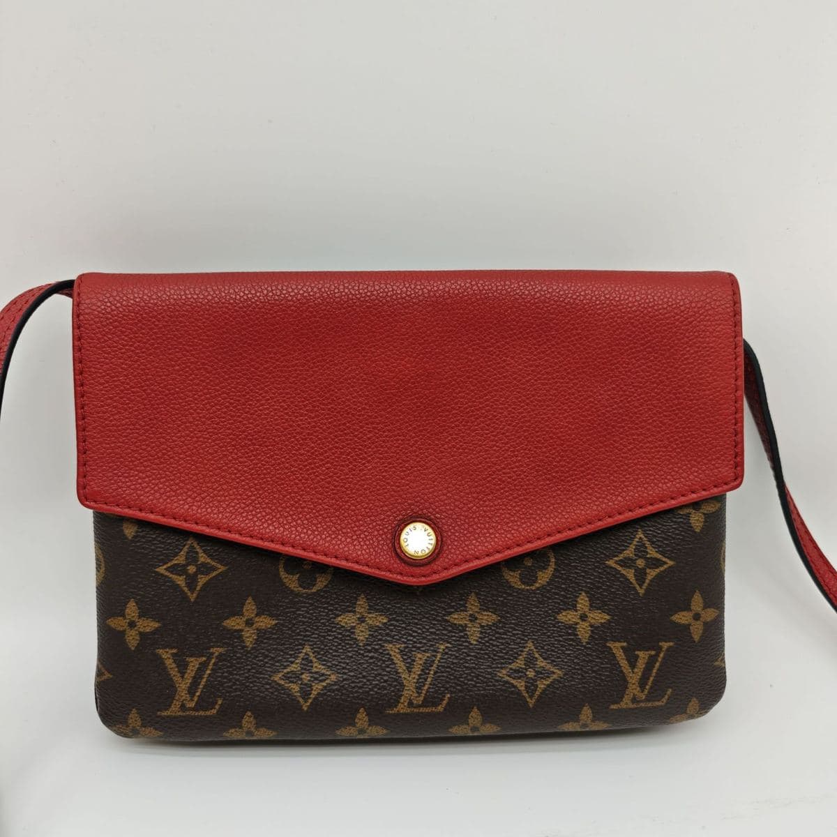 Louis Vuitton Monogram Envelope Bag, Brown / Red, condition grade A