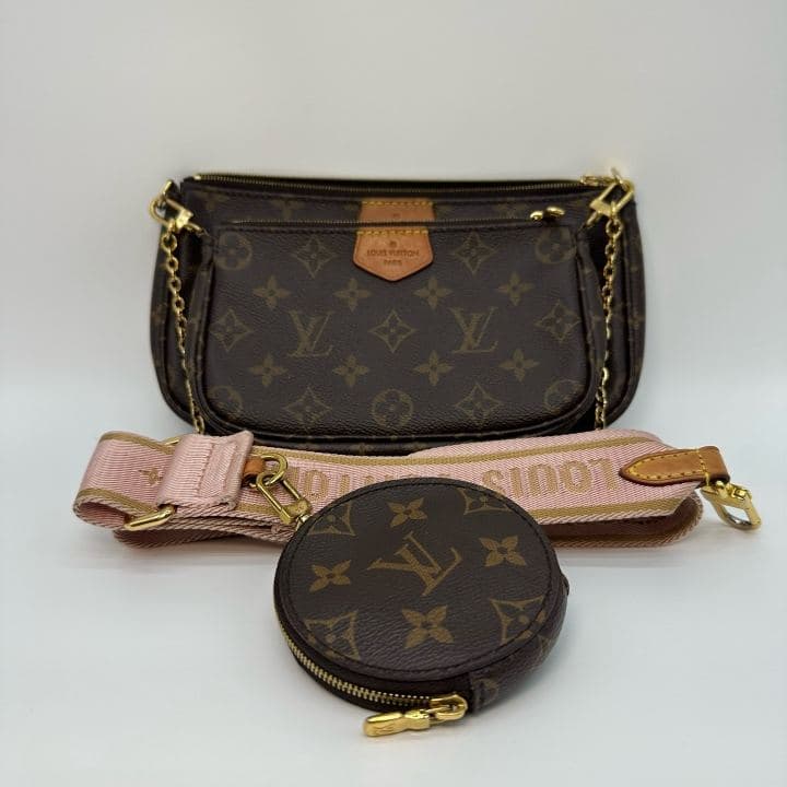 Louis Vuitton Multi Pochette Accessoires, Brown / Pink strap, condition grade A