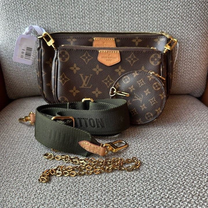 Louis Vuitton Multi Pochette Accessoires, Brown / Khaki strap, condition grade A