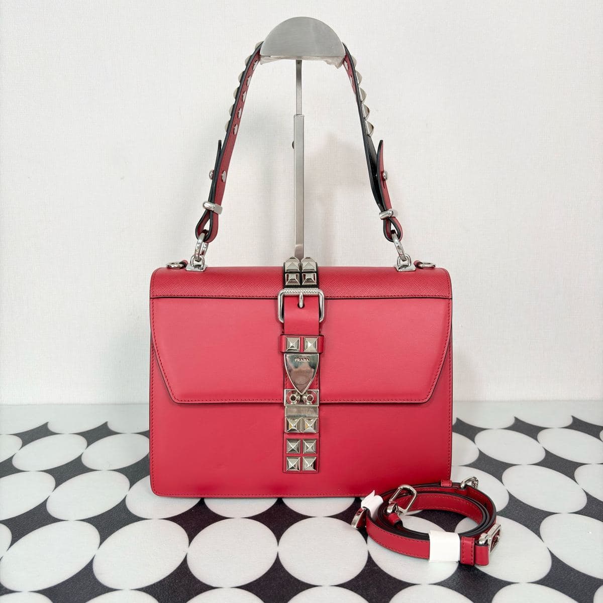Prada Studded Messenger Bag, , condition grade A