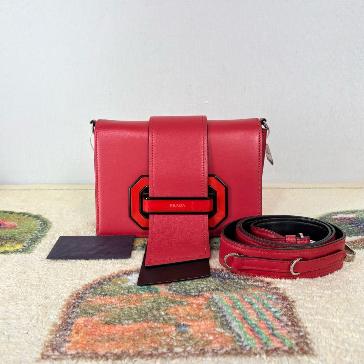 Prada Shoulder Bag (tongue strap), Red, condition grade A