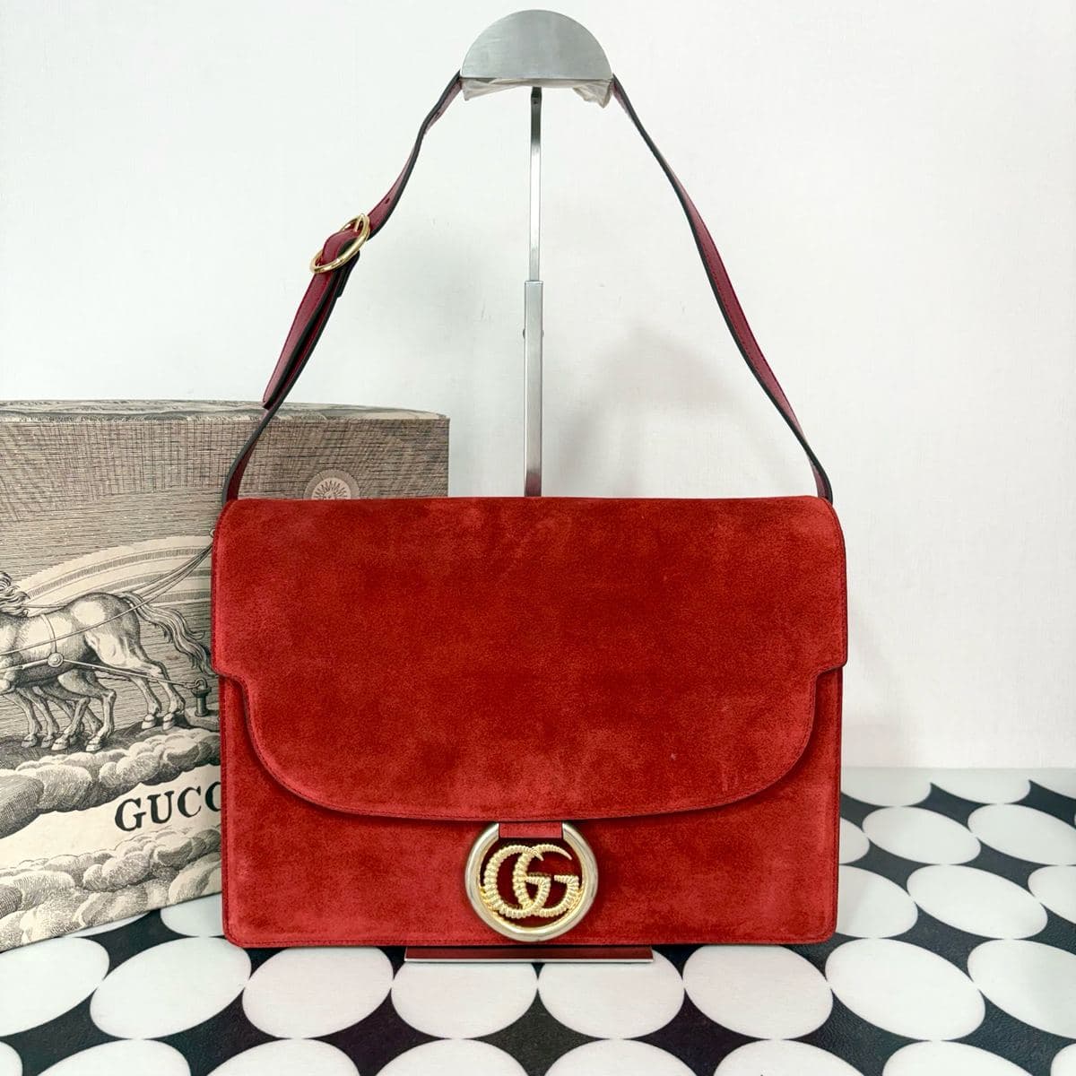 Gucci Suede Shoulder Bag, , condition grade A